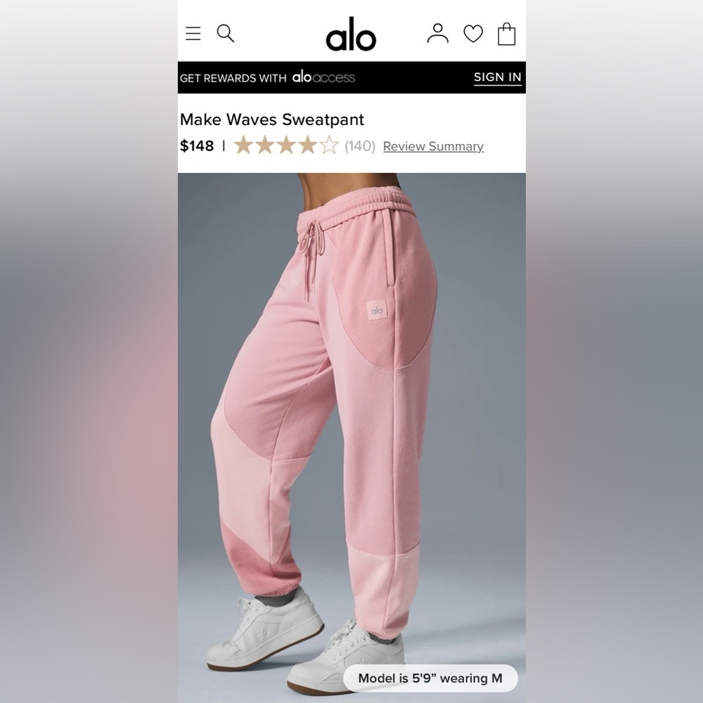 Alo Yoga Nwot Make Waves Sweatpants Sunset Pink Tonal Special Edition Color S View 4